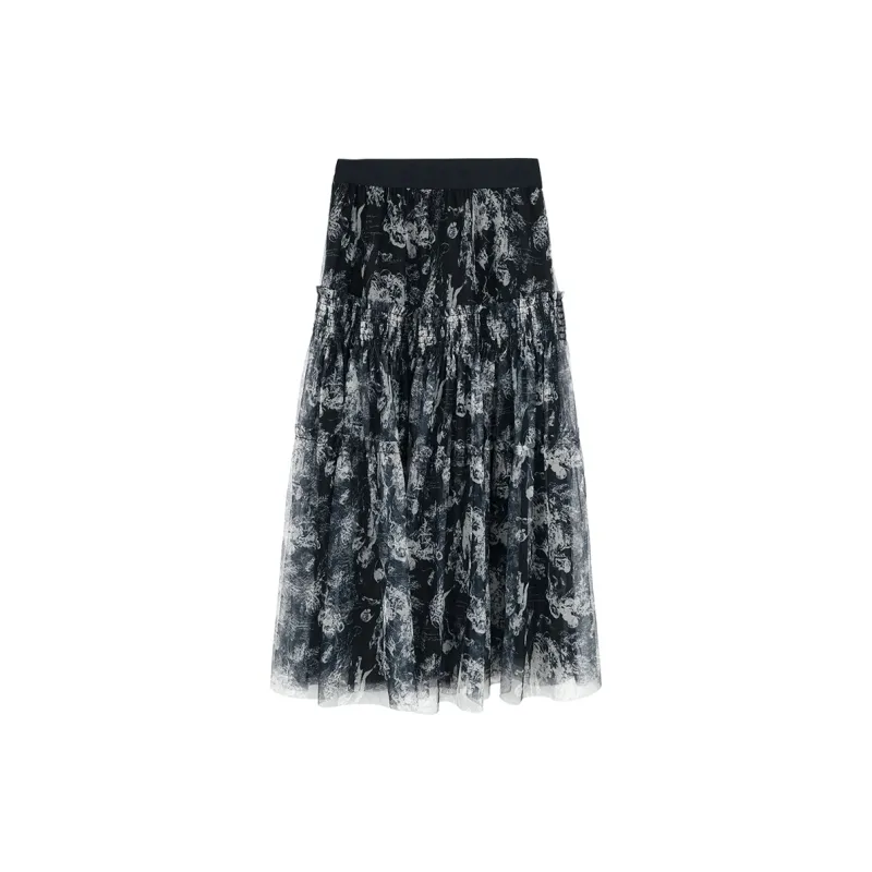 MISSSHINE Casual Long Skirts Women's Apricot Black-1