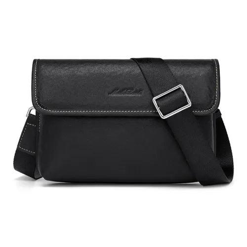 MashaLanti Cow Leather Messenger Bag Shoulder Bag Crossbody Bag Regular Men's Black