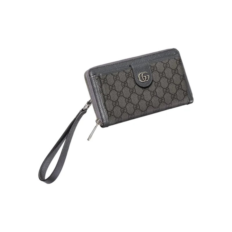 GUCCI Ophidia Canvas With Leather Binding Wallet Men's Gray & Black-1