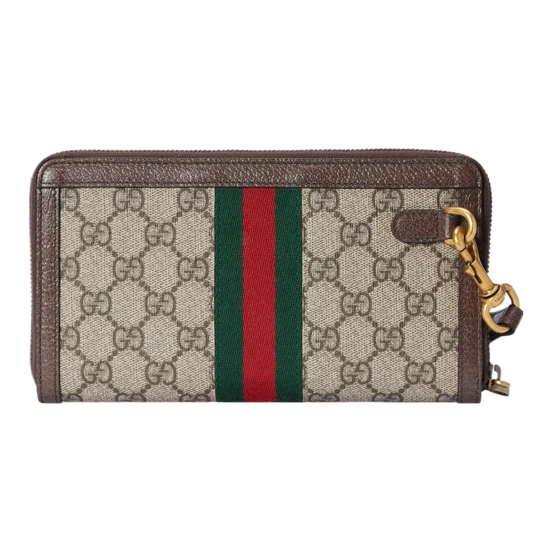 GUCCI Ophidia Canvas With Leather Binding Wallet Men's Beige & Ebony-3