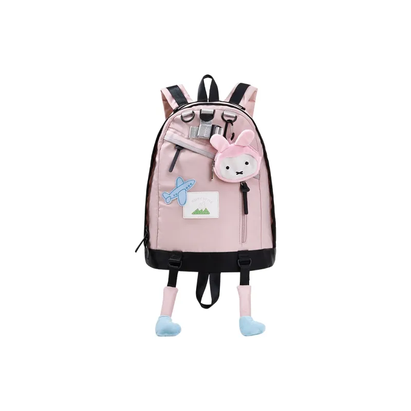 Miffy Nylon Fabric Backpack Large Size Women's Light Green/Pink-8