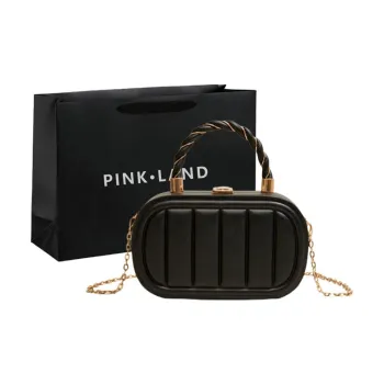 PINK·LAND PU Portable Box Crossbody Bag Regular Women's Black/White