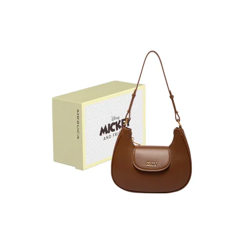 MESUCA Minnie Mouse Co-branded Model Disney Collection PU Crescent Bag Shoulder Bag Small Size Women's Dark Brown