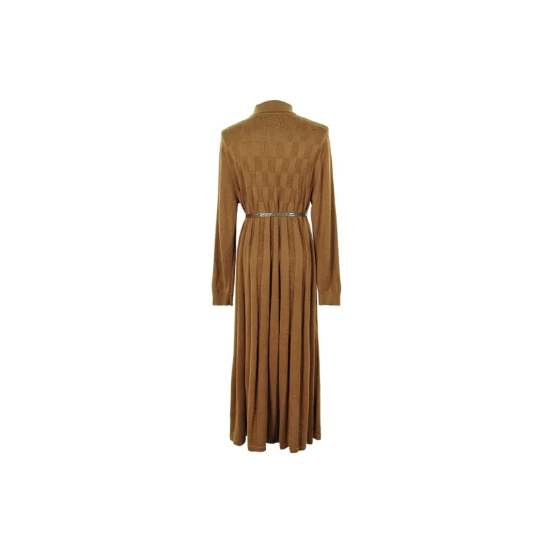 MISSSHINE Long Sleeved Dresses Women's Coffee-1