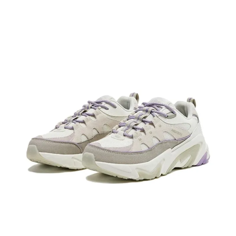 QIAODAN Anti Slip Wear Resistant Low Top Chunky Sneakers Women's Cream White-3