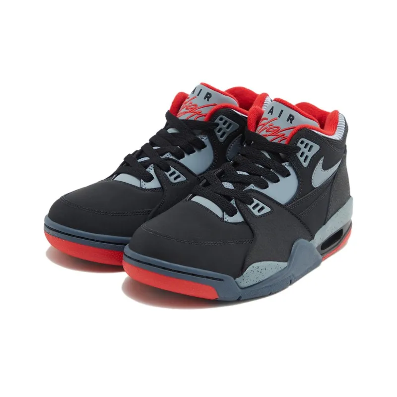 Nike Air Flight 89 Slip Resistant Mid Top Vintage Basketball Shoes Men's Black Red-1