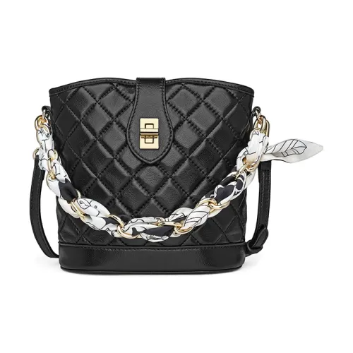 Playboy Top Grain Cow Leather Handbag Medium Size Women's Black