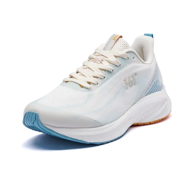 361° QU!KFOAM Cushioned Wear-Resistant Slip-Resistant Low-Top Running Shoes Men's Beige Blue-1