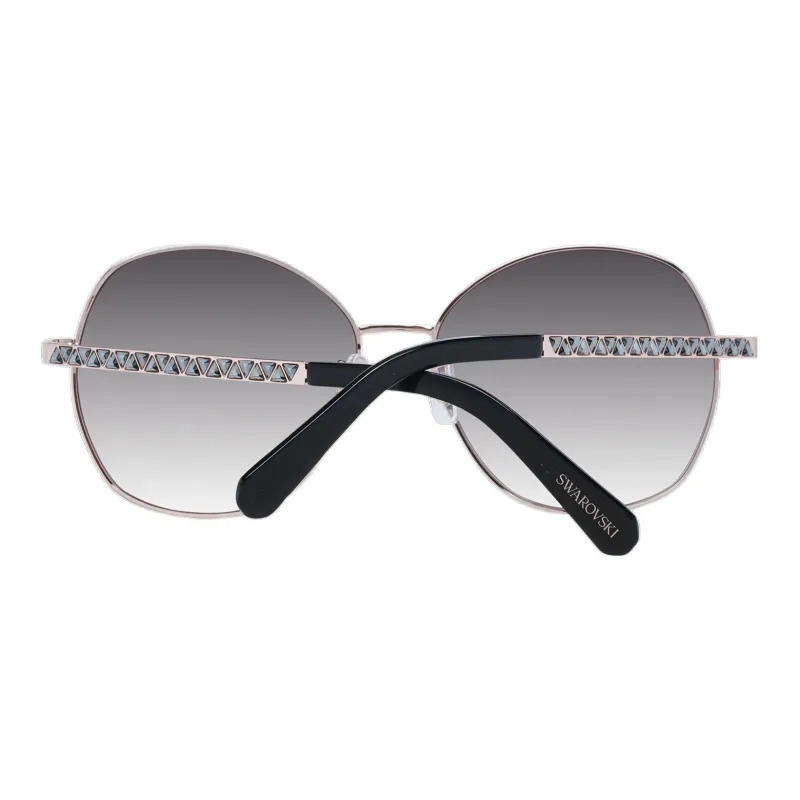 Swarovski Rose Gold Metal Irregular Shape Sunglasses Women's Gray-2
