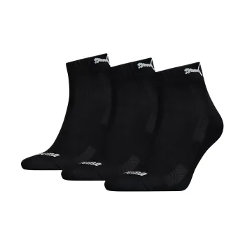 PUMA Unisex Cushioned Quarter Socks 3 Pack Ankle Socks Men's 3 Pack Black