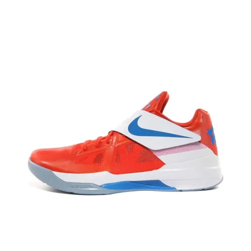 Nike KD 4 Slip Resistant Mid Top Basketball Shoes Men's Orange Blue White