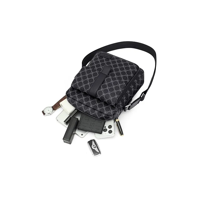 MashaLanti PVC And Synthetic Leather Backpack Briefcase Crossbody Bag Medium Size Men's Black-5