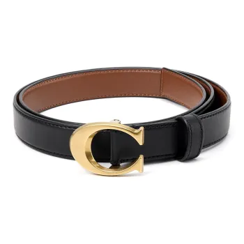 COACH PVC With Cow Leather Leather Belts Unisex Black/Brown Width  2.5cm