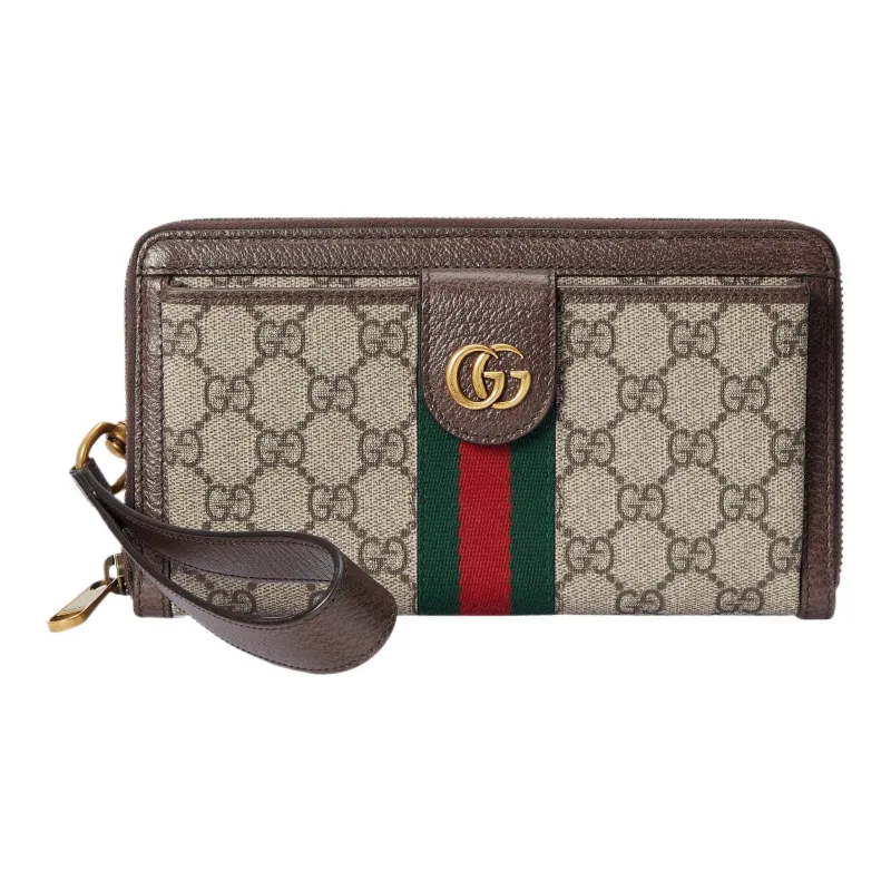 GUCCI Ophidia Canvas With Leather Binding Wallet Men's Beige & Ebony-0