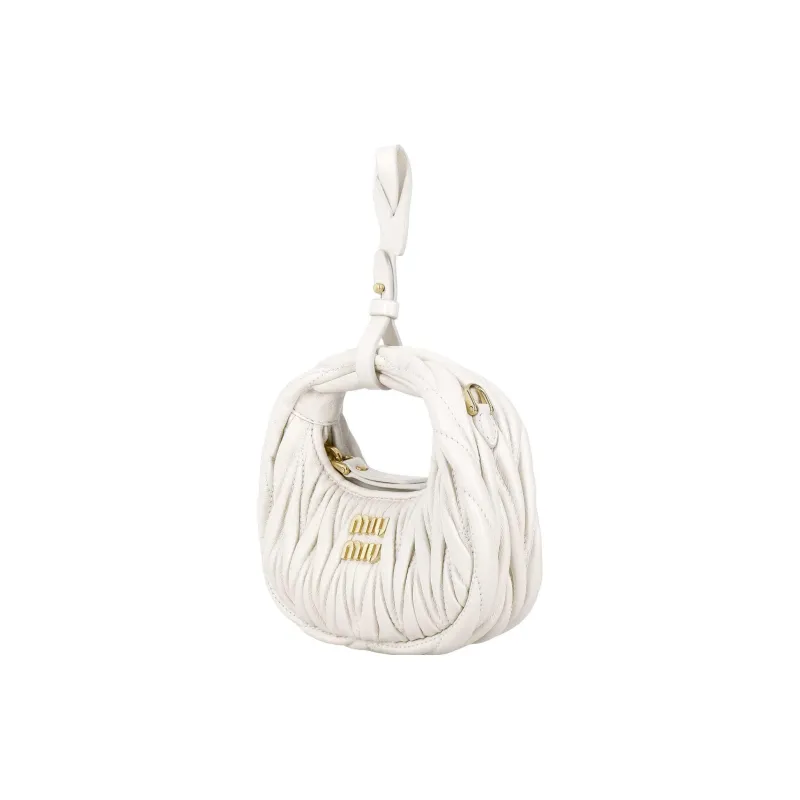 MIU MIU Wander Matelasse Nappa Leather Mini Hobo Pouch White-1