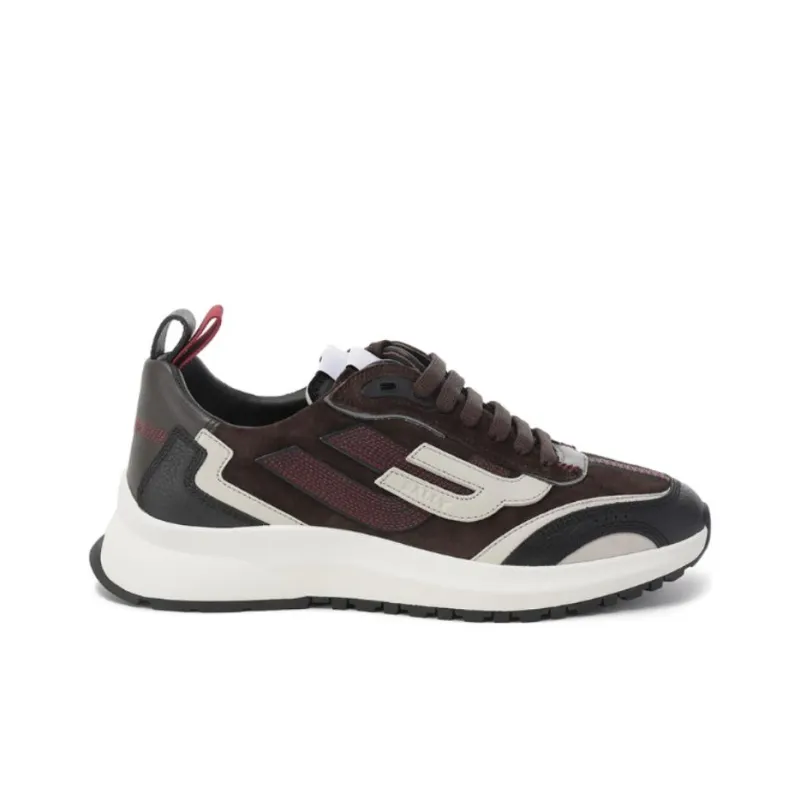 BALLY Outline Collection Breathable Low Top Casual Shoes Men's Black, Gray, & Brown Multicolor-1