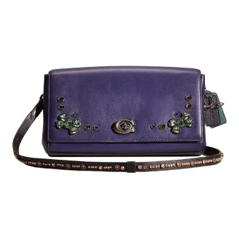 COACH Turnlock Calfskin Envelope Bag Clutches Shoulder Bag Crossbody Bag Large Size Women's Asphalt Gray/Blue