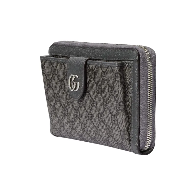 GUCCI Ophidia Canvas With Leather Binding Wallet Men's Gray & Black-2