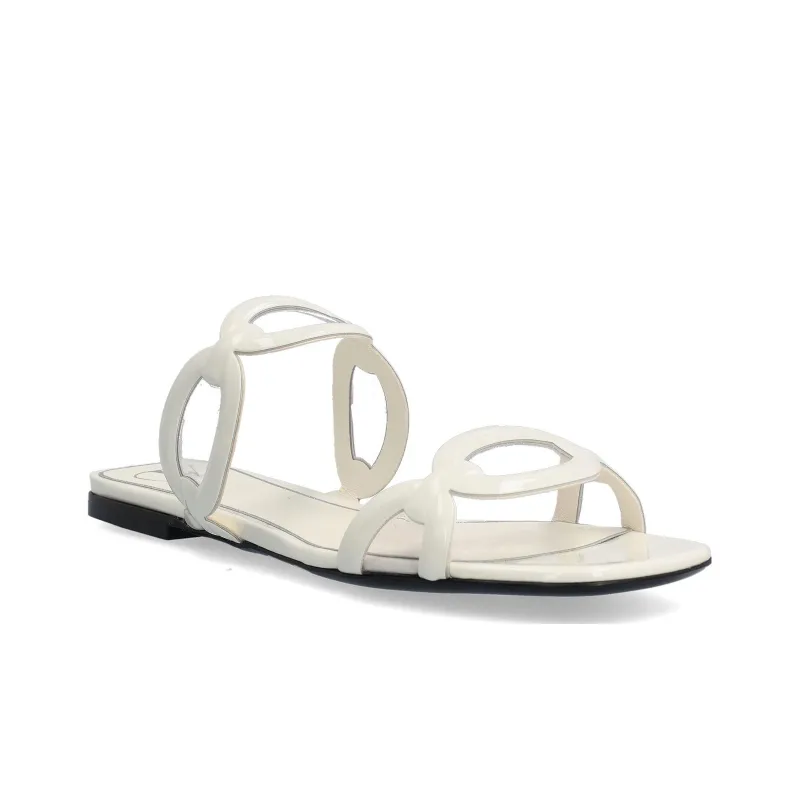 Valentino Square Toe Slip On Slides Ivory Women's-2