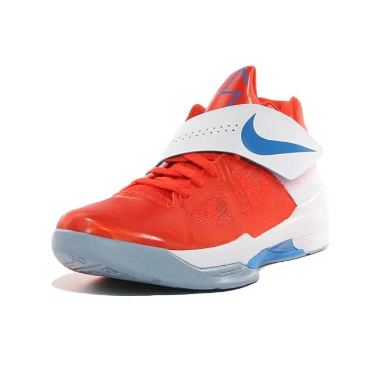 Nike KD 4 Slip Resistant Mid Top Basketball Shoes Men's Orange Blue White-1