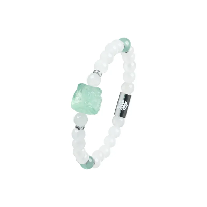 Rastaclat Chalcedony Small Lion Chinese Style Jade Bracelet Unisex-2