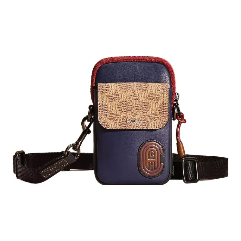 COACH Pacer Coated Canvas With Leather Camera Bag One Shoulder Clutch Mini Women's Navy-0