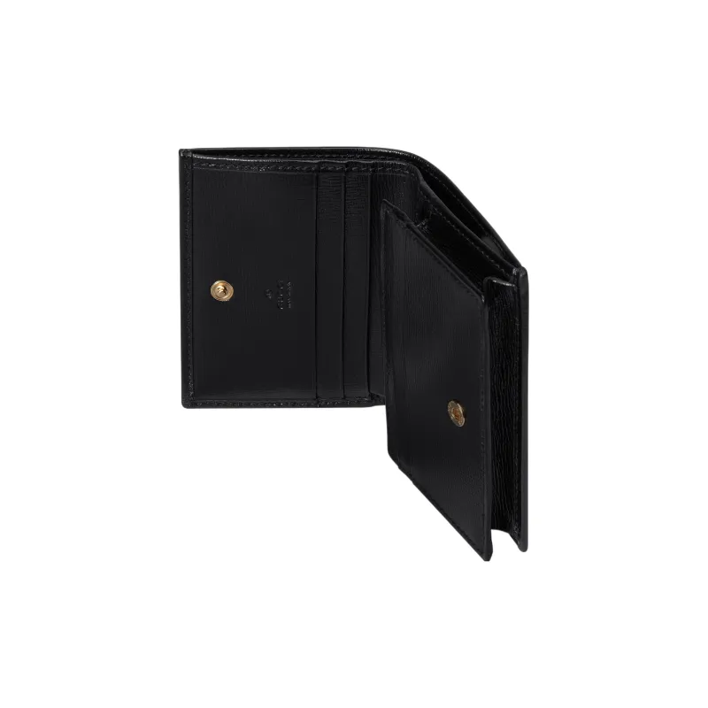 GUCCI Horsebit 1955 Leather Card Holder Wallet Women's Black-3
