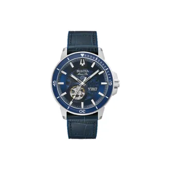 BULOVA Wrist Watch Automatic Mechanical Movement Leather Watch Bands 45mm Blue Dial Men's Watches