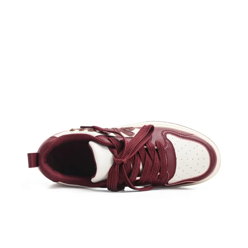 Jifffly Slip Resistant, Abrasion Resistant, Breathable, Height Increasing Low Top Skateboard Shoes Unisex Burgundy-5