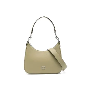 COACH Hobo Cross Grain Leather With Coated Canvas Shoulder Bag, Crossbody Bag, Handbag Women's Green