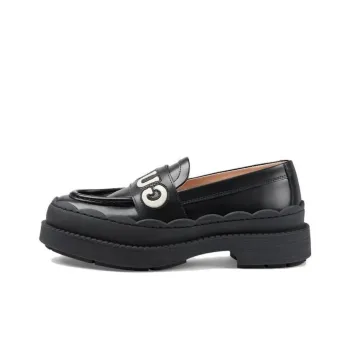 GUCCI Leather Loafers Black Women's