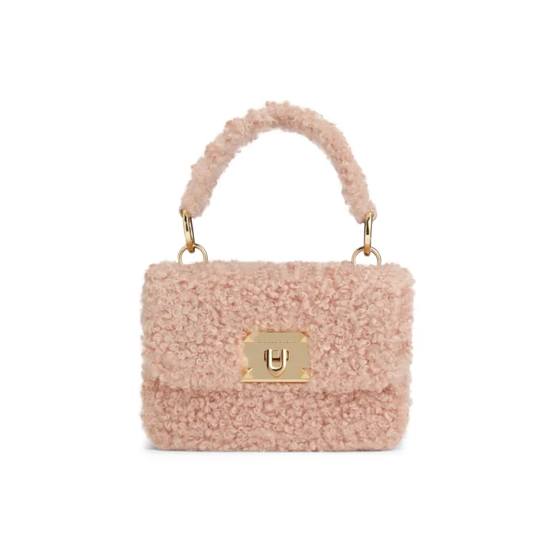 CHARLES&KEITH Fabric Small CK Bag Small Square Bag Handbag Crossbody Bag Small Size Women's Pink Pink/Camel Camel-0