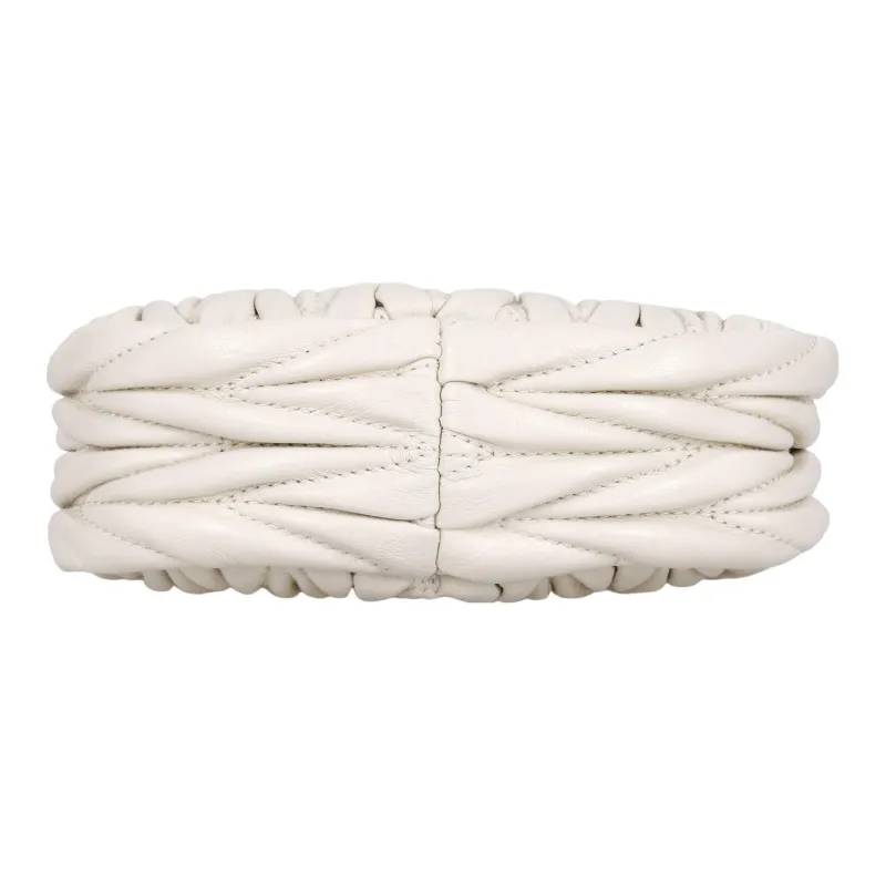MIU MIU Wander Matelasse Nappa Leather Mini Hobo Pouch White-4