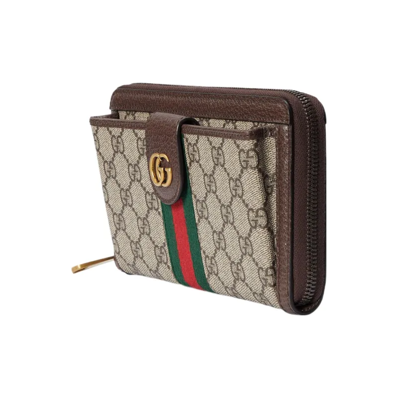 GUCCI Ophidia Canvas With Leather Binding Wallet Men's Beige & Ebony-1