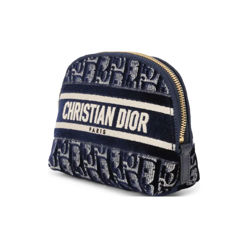 DIOR Velvet Oblique Surface Makeup Bag, Clutch Regular Women's Dark Blue-1