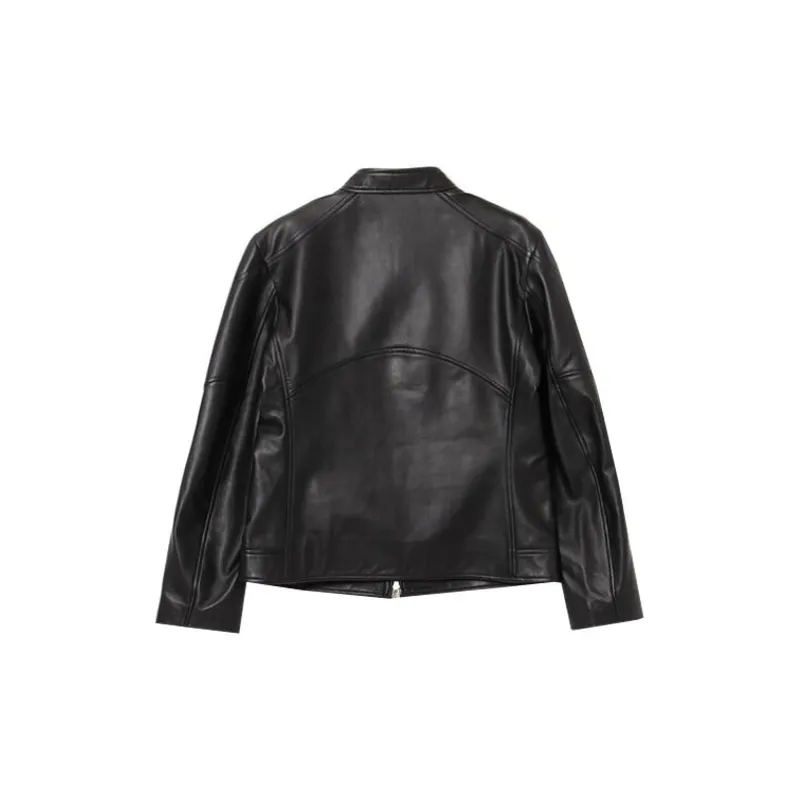 Beams Leather Jacket Men's Black-1