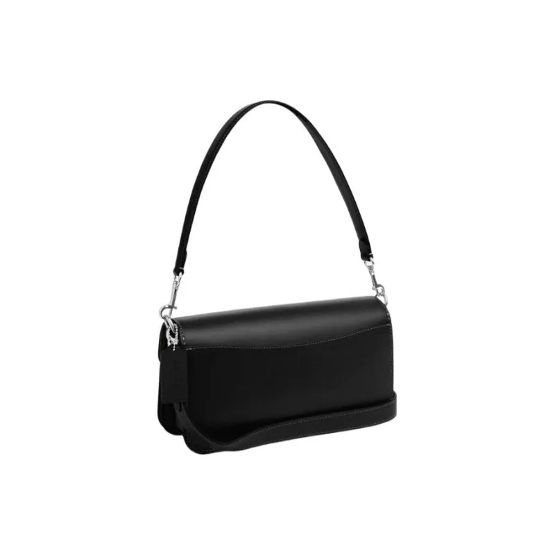 COACH Morgan Leather Baguette Bag, Handbag, Shoulder Bag, Crossbody Bag Trumpets Women's Black-1