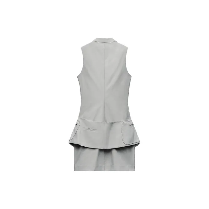 ZARA Sleeveless Dress Women's Beige-1
