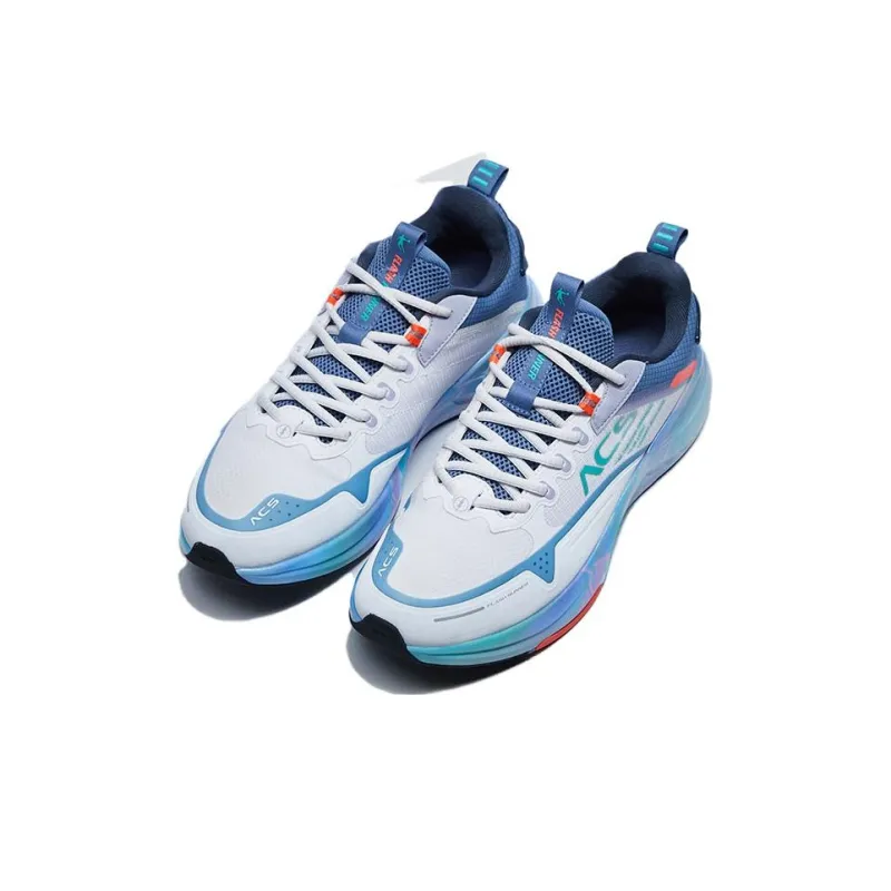 QIAODAN Cushioning, Slip Resistant, And Abrasion Resistant Low Top Running Shoes Men's White Blue Red-2