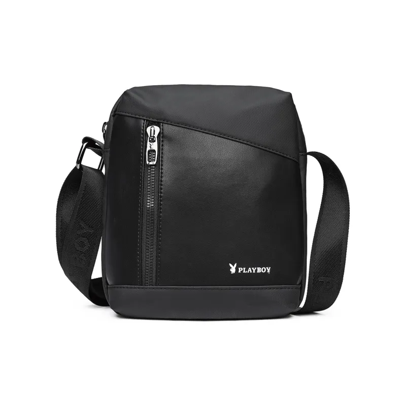 Playboy Fabric Small Square Bag Shoulder Bag, Crossbody Bag Men's Black-0