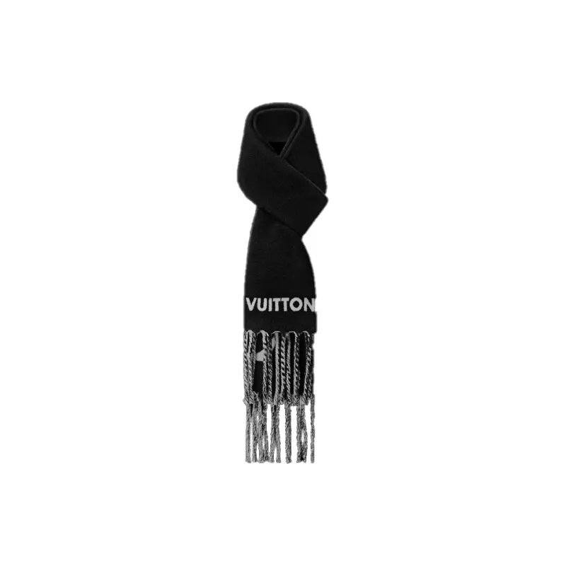 LOUIS VUITTON Knit Scarves Unisex Black White-1