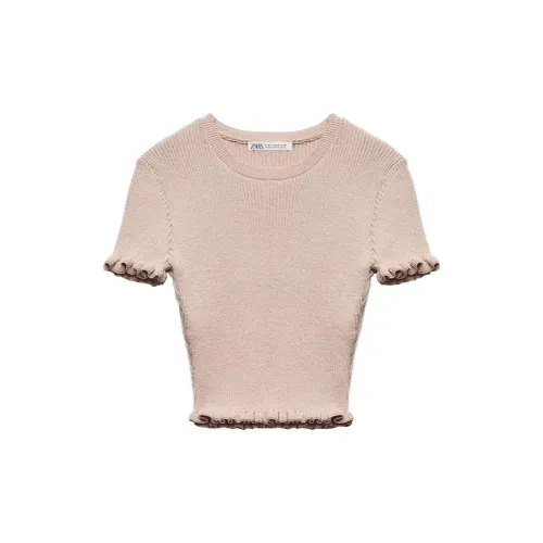 ZARA T-Shirts Women's Light Pink Red