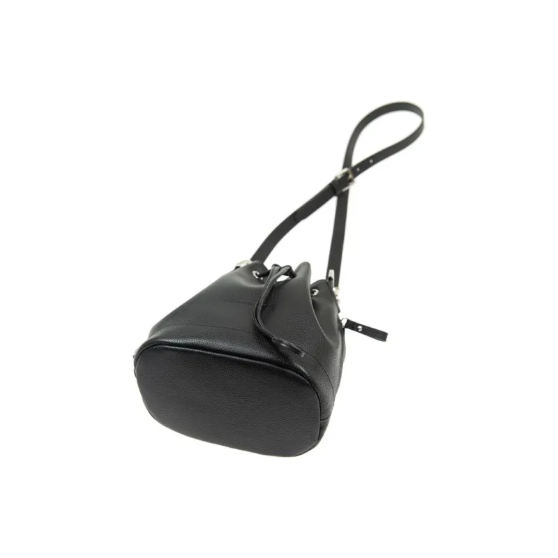 LONGCHAMP Le Foulonné Calfskin Bucket Bags Shoulder Bag Crossbody Bag Small Size Women's Black-2