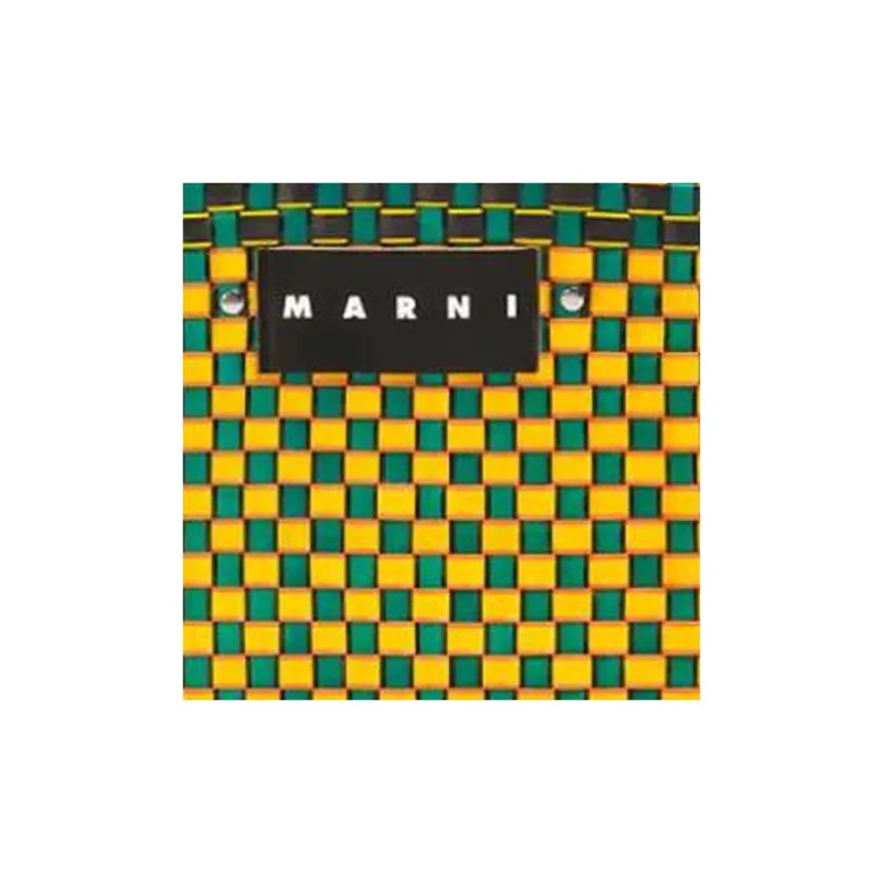 MARNI Basket Series Plastic Basket Bag, Tote Bag, Shopping Bag, Handbag Trumpets Women's Yellow Green-4