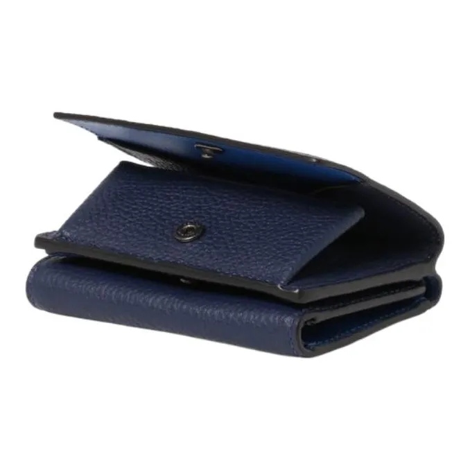 COACH Polished Pebble Leather Wallet Unisex Blue-3