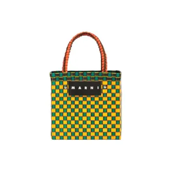 MARNI Basket Series Plastic Basket Bag, Tote Bag, Shopping Bag, Handbag Small Size Women's Yellow Green