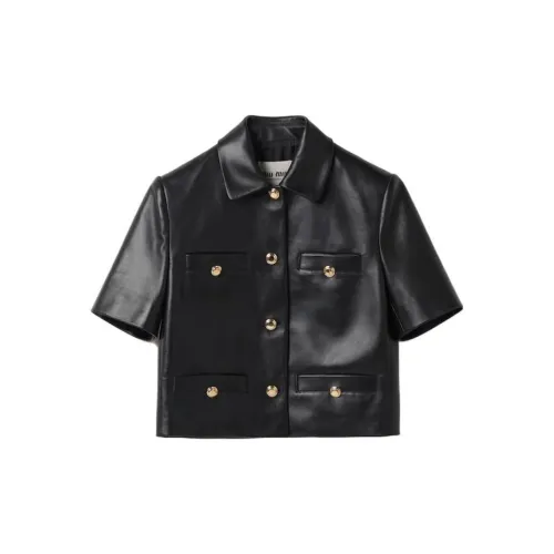 MIU MIU Leather Jackets Women's Black