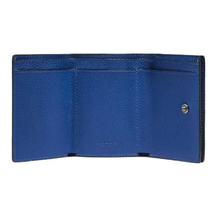 COACH Polished Pebble Leather Wallet Unisex Blue-5
