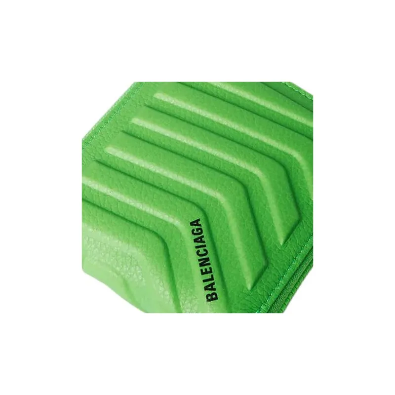 Balenciaga Grain Calfskin Wallet Men's Bright Green-5