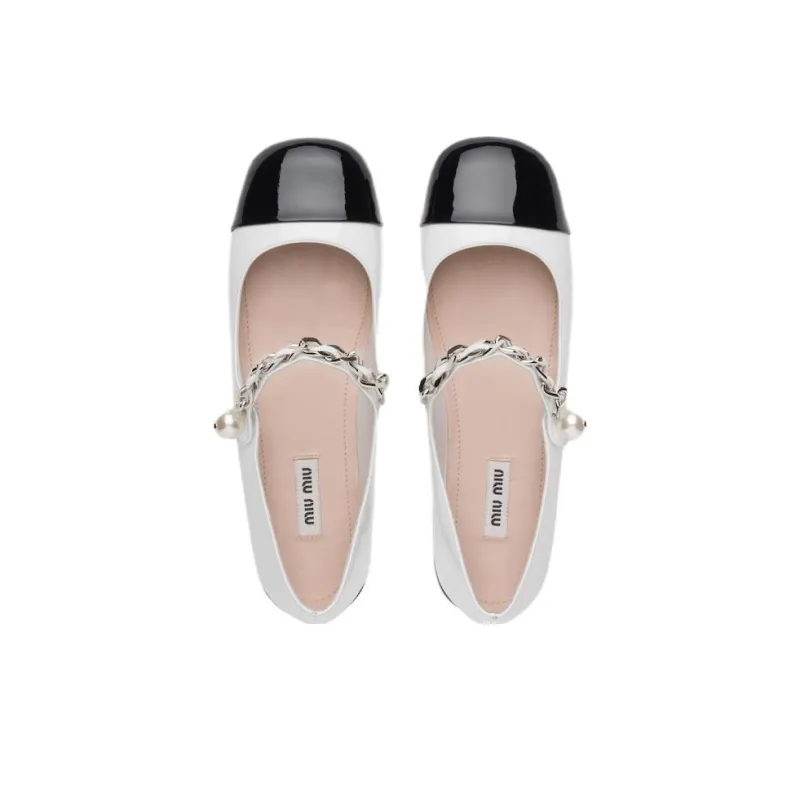 MIU MIU Patent Leather Ballerina Pumps-3